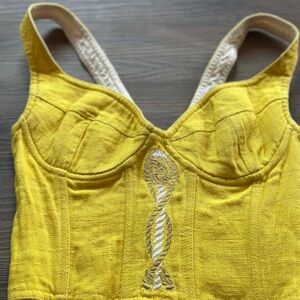 Yellow Embroidered Women's Top